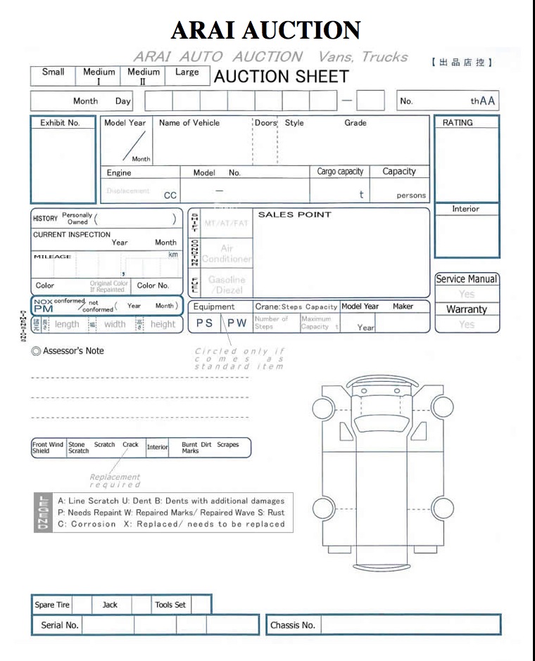 Arai Auction Sheet