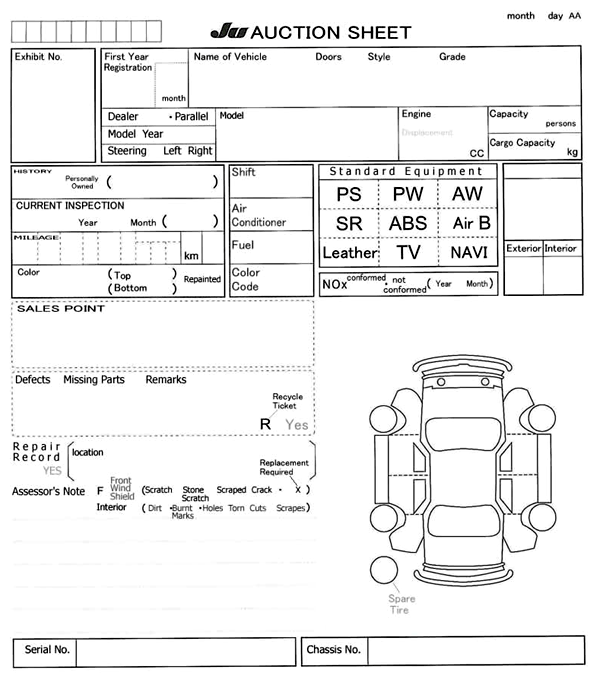JU-SAITAMA Auction Sheet