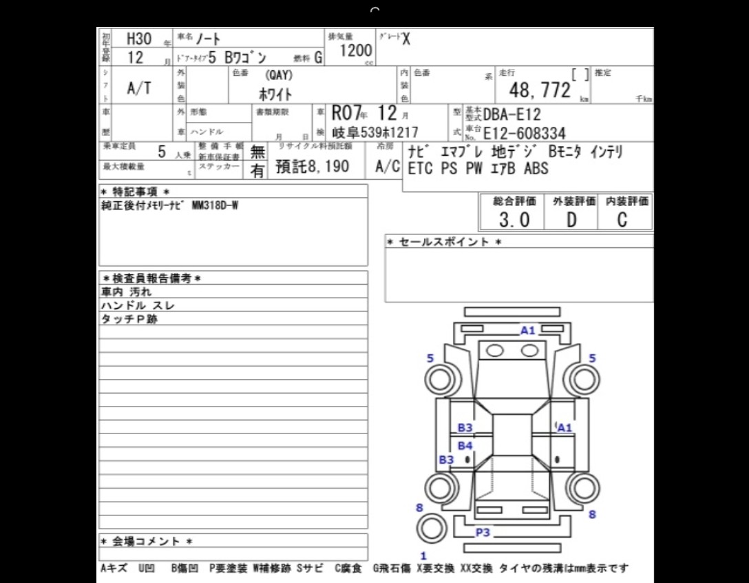 Auction Sheet