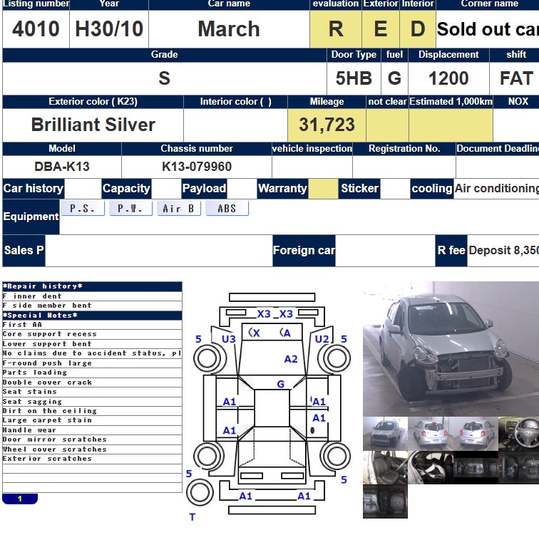 Auction Sheet
