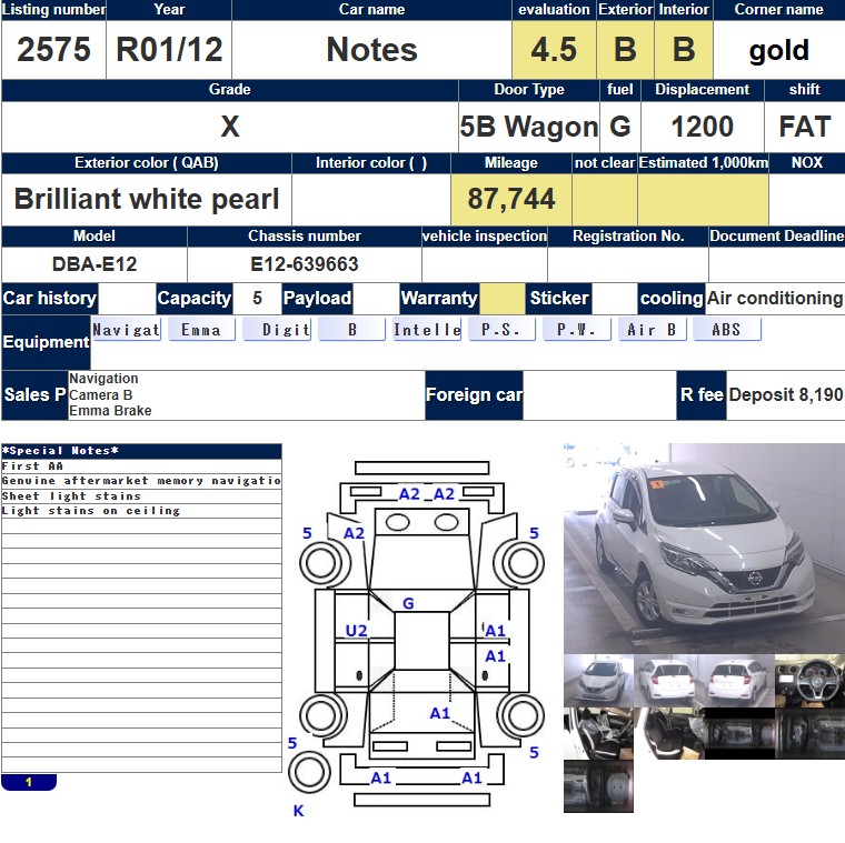 Auction Sheet