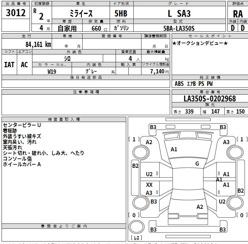Auction Sheet