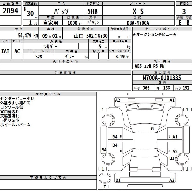 Auction Sheet