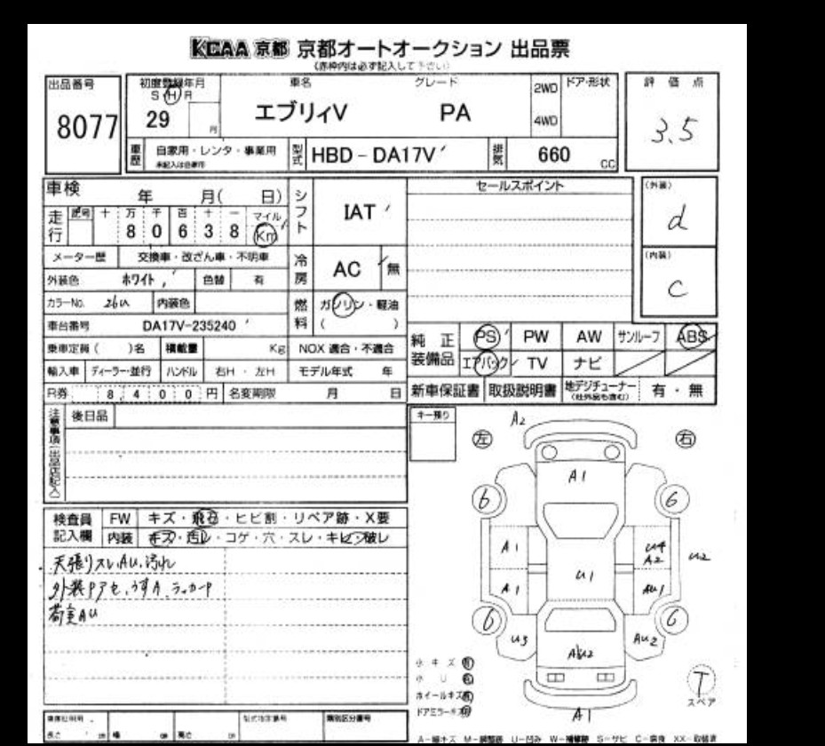 Auction Sheet
