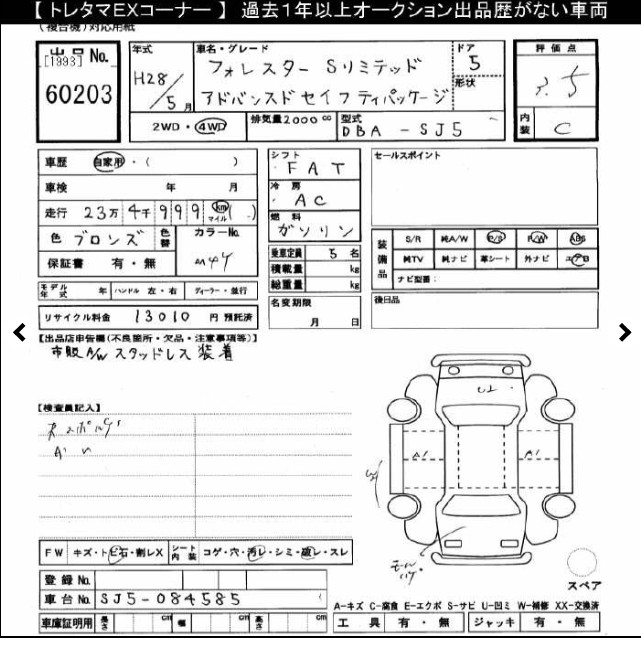 Auction Sheet
