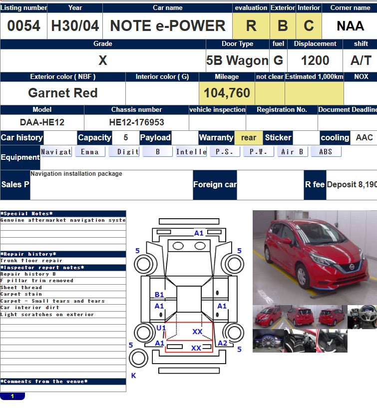 Auction Sheet